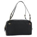 PRADA Hand Bag Nylon Black Gold Auth 157120V-1