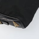 PRADA Hand Bag Nylon Black Gold Auth 157120V-14