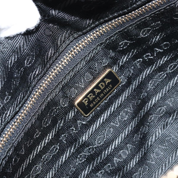 PRADA Hand Bag Nylon Black Gold Auth 157120V