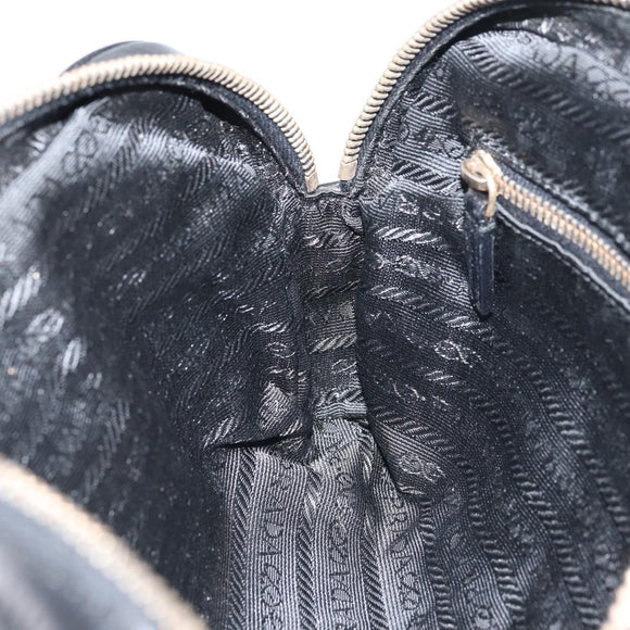 PRADA Hand Bag Nylon Black Gold Auth 157120V