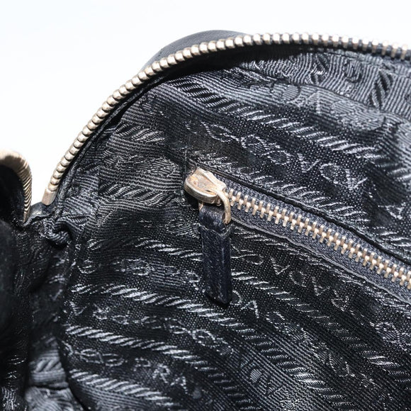 PRADA Hand Bag Nylon Black Gold Auth 157120V