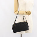 PRADA Hand Bag Nylon Black Gold Auth 157120V-23