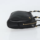 PRADA Hand Bag Nylon Black Gold Auth 157120V-3