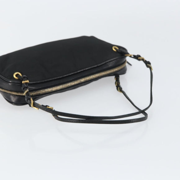 PRADA Hand Bag Nylon Black Gold Auth 157120V