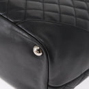 CHANEL Cambon Line Tote Bag Leather Black Silver CC Auth 157122SAV-11