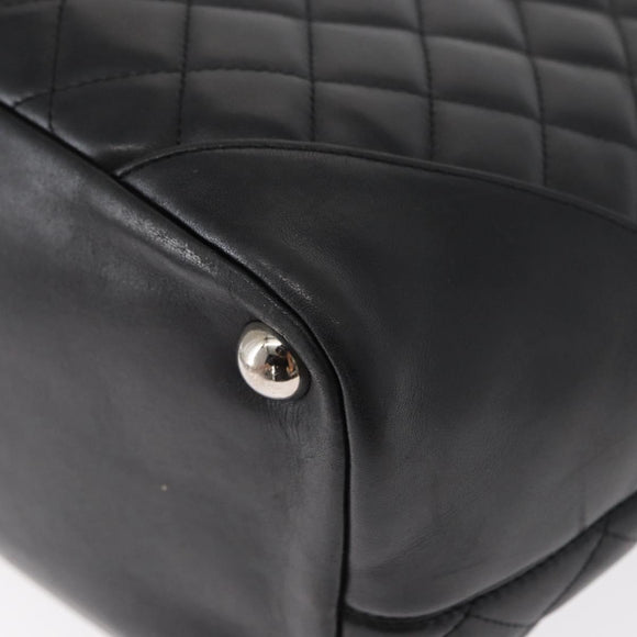 CHANEL Cambon Line Tote Bag Leather Black Silver CC Auth 157122SAV