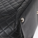 CHANEL Cambon Line Tote Bag Leather Black Silver CC Auth 157122SAV-12