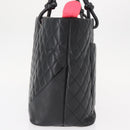 CHANEL Cambon Line Tote Bag Leather Black Silver CC Auth 157122SAV-4