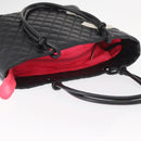 CHANEL Cambon Line Tote Bag Leather Black Silver CC Auth 157122SAV-6