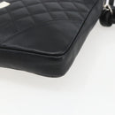 CHANEL Cambon Line Shoulder Bag Leather Silver Black CC Auth 157123SAV-10