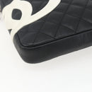 CHANEL Cambon Line Shoulder Bag Leather Silver Black CC Auth 157123SAV-11