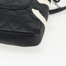 CHANEL Cambon Line Shoulder Bag Leather Silver Black CC Auth 157123SAV-12