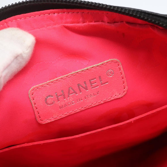 CHANEL Cambon Line Shoulder Bag Leather Silver Black CC Auth 157123SAV