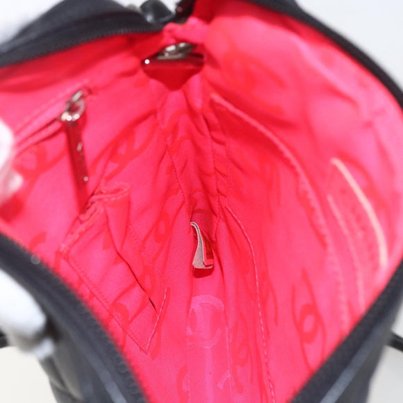 CHANEL Cambon Line Shoulder Bag Leather Silver Black CC Auth 157123SAV