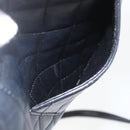 CHANEL Cambon Line Shoulder Bag Leather Silver Black CC Auth 157123SAV-21