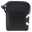 CHANEL Cambon Line Shoulder Bag Leather Silver Black CC Auth 157123SAV-3