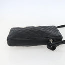 CHANEL Cambon Line Shoulder Bag Leather Silver Black CC Auth 157123SAV-5
