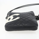 CHANEL Cambon Line Shoulder Bag Leather Silver Black CC Auth 157123SAV-9