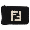 FENDI Clutch Bag Wool Black Silver Auth 157124V-1