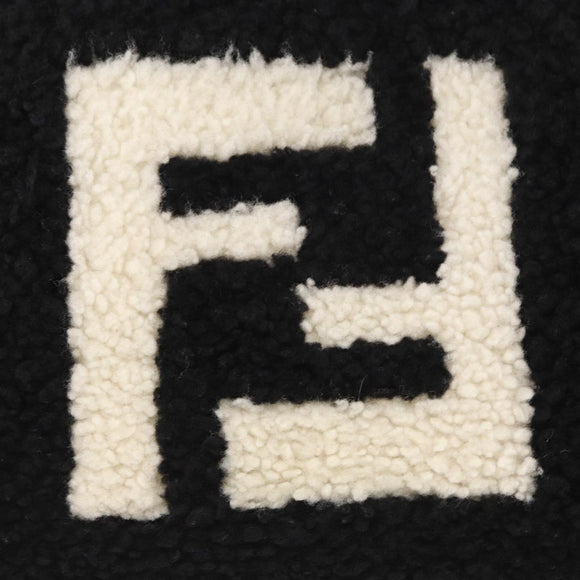 FENDI Clutch Bag Wool Black Silver Auth 157124V