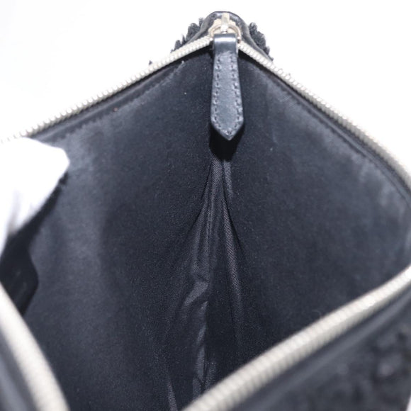 FENDI Clutch Bag Wool Black Silver Auth 157124V