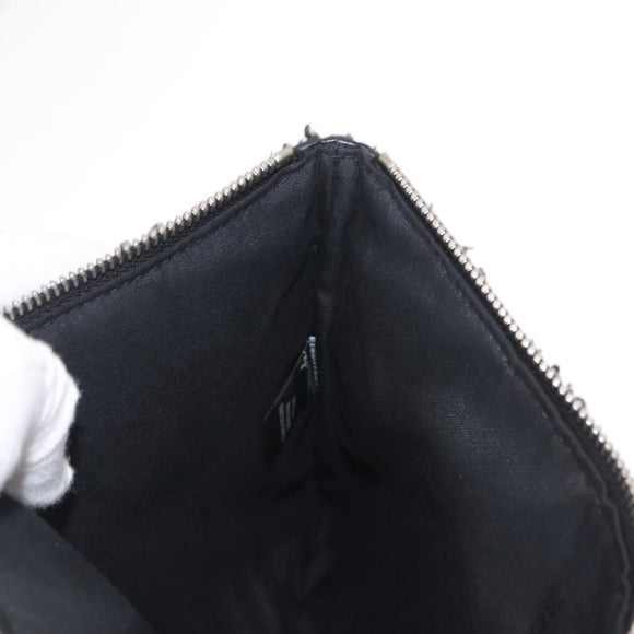 FENDI Clutch Bag Wool Black Silver Auth 157124V