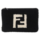 FENDI Clutch Bag Wool Black Silver Auth 157124V-13