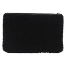 FENDI Clutch Bag Wool Black Silver Auth 157124V-2