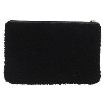 FENDI Clutch Bag Wool Black Silver Auth 157124V - 0