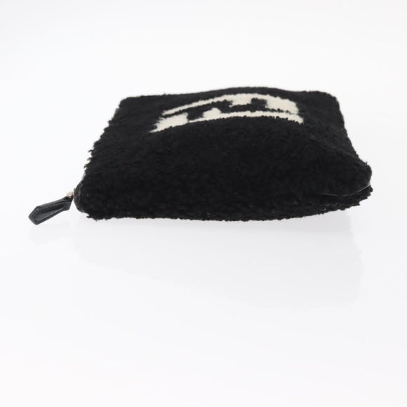 FENDI Clutch Bag Wool Black Silver Auth 157124V