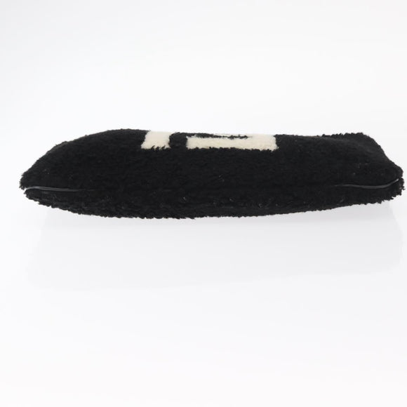 FENDI Clutch Bag Wool Black Silver Auth 157124V