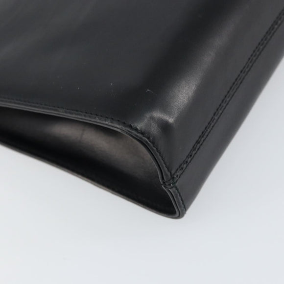 Salvatore Ferragamo Gancini Chain Shoulder Bag Leather Black Gold Auth 157126