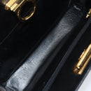 Salvatore Ferragamo Gancini Chain Shoulder Bag Leather Black Gold Auth 157126-9