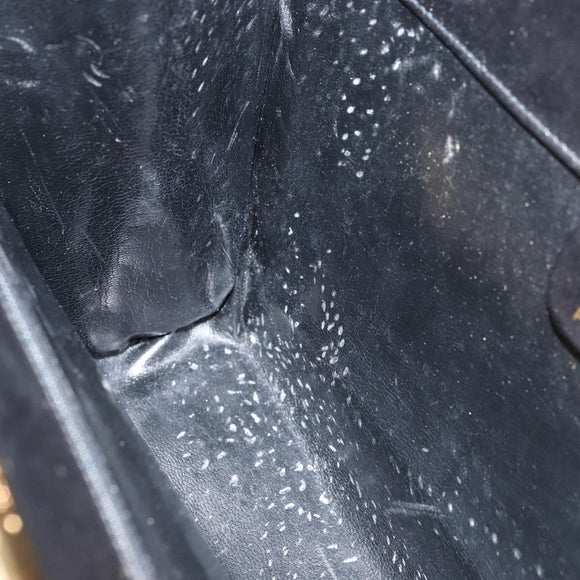 Salvatore Ferragamo Gancini Chain Shoulder Bag Leather Black Gold Auth 157126