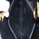 Salvatore Ferragamo Gancini Chain Shoulder Bag Leather Black Gold Auth 157126-11