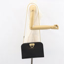 Salvatore Ferragamo Gancini Chain Shoulder Bag Leather Black Gold Auth 157126-22