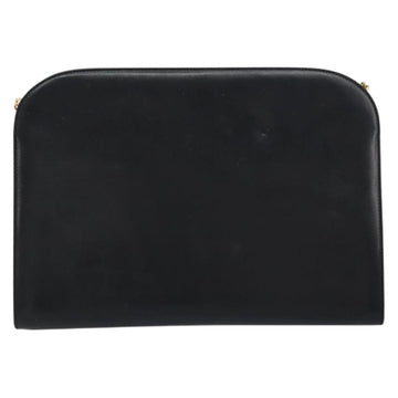 Salvatore Ferragamo Gancini Chain Shoulder Bag Leather Black Gold Auth 157126 - 0