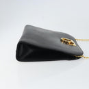 Salvatore Ferragamo Gancini Chain Shoulder Bag Leather Black Gold Auth 157126-3