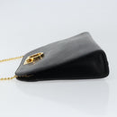Salvatore Ferragamo Gancini Chain Shoulder Bag Leather Black Gold Auth 157126-4