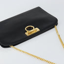 Salvatore Ferragamo Gancini Chain Shoulder Bag Leather Black Gold Auth 157126-6