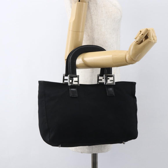 FENDI Hand Bag Black Silver Auth 157127
