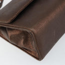 Salvatore Ferragamo Gancini Shoulder Bag Leather Bronze Gold Auth 157128-11