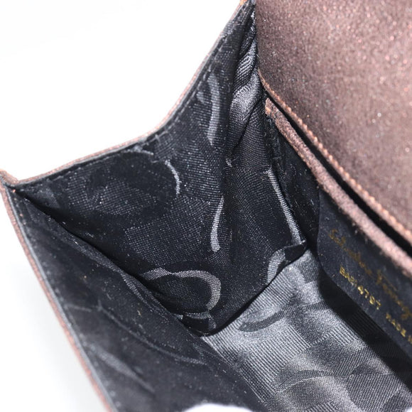 Salvatore Ferragamo Gancini Shoulder Bag Leather Bronze Gold Auth 157128