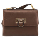 Salvatore Ferragamo Gancini Shoulder Bag Leather Bronze Gold Auth 157128-2
