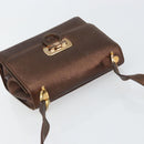 Salvatore Ferragamo Gancini Shoulder Bag Leather Bronze Gold Auth 157128-6