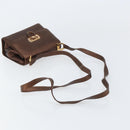 Salvatore Ferragamo Gancini Shoulder Bag Leather Bronze Gold Auth 157128-7