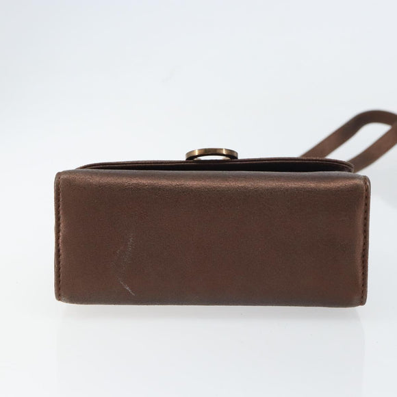 Salvatore Ferragamo Gancini Shoulder Bag Leather Bronze Gold Auth 157128