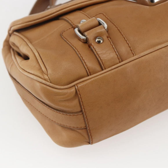 Salvatore Ferragamo Gancini Handtasche Leder Braun Silber Auth 157129V
