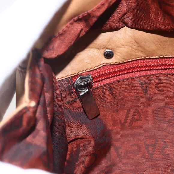 Salvatore Ferragamo Gancini Hand Bag Leather Brown Silver Auth 157129V