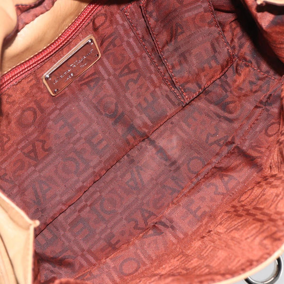 Salvatore Ferragamo Gancini Hand Bag Leather Brown Silver Auth 157129V